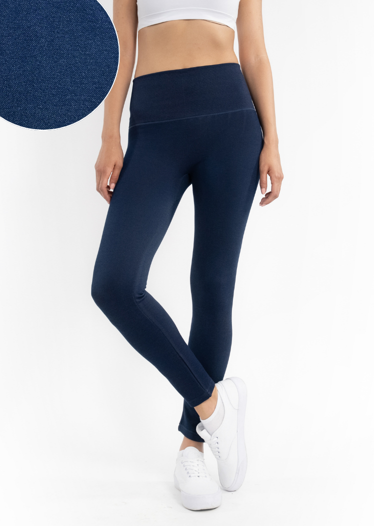 High-Waist Crossover Leggings — Ink Denim / Regular 0-10