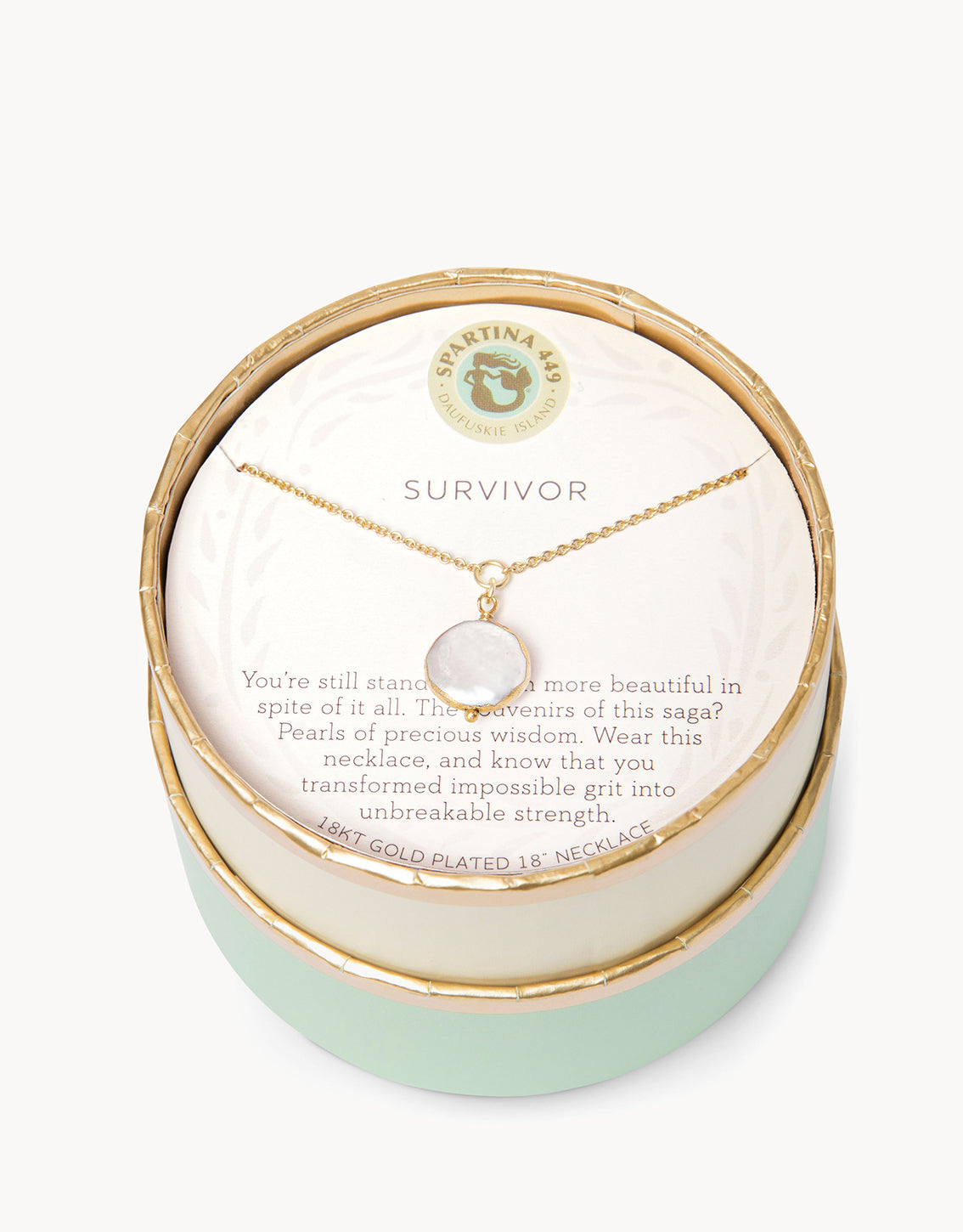 Sea La Vie Survivor Coin Pearl Necklace — Gold