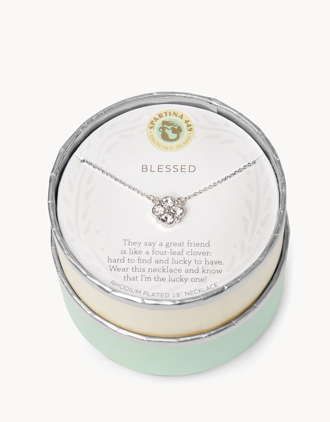 Sea La Vie Necklace Blessed Crystal Clover — Silver