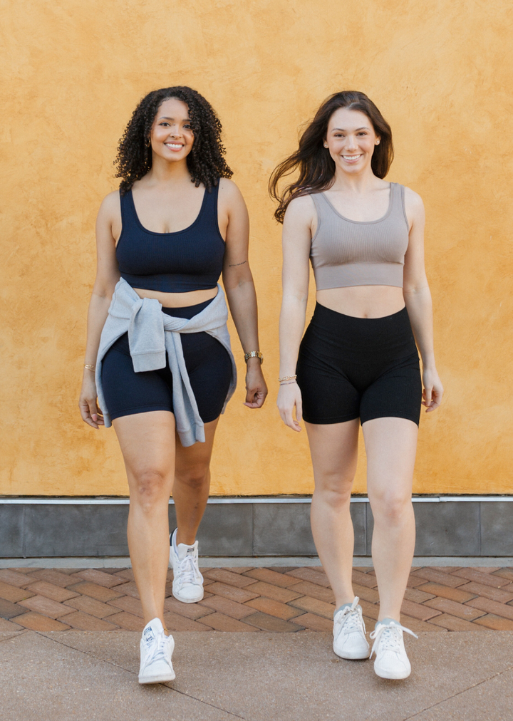 【EEUN】Folding Ribbed Shorts Luckinbaby Women Fold Over Knitted Shorts Mid Rise Stretchy