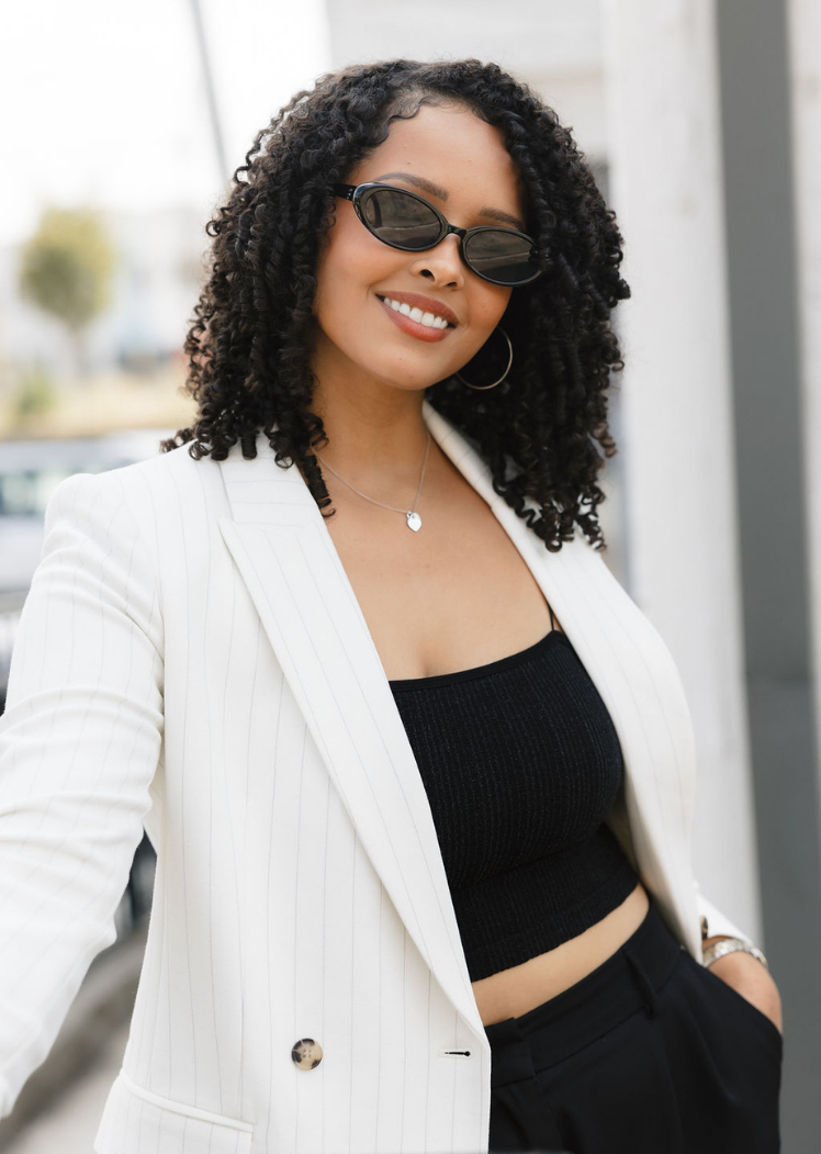 Padded Cord Crop Top — Black