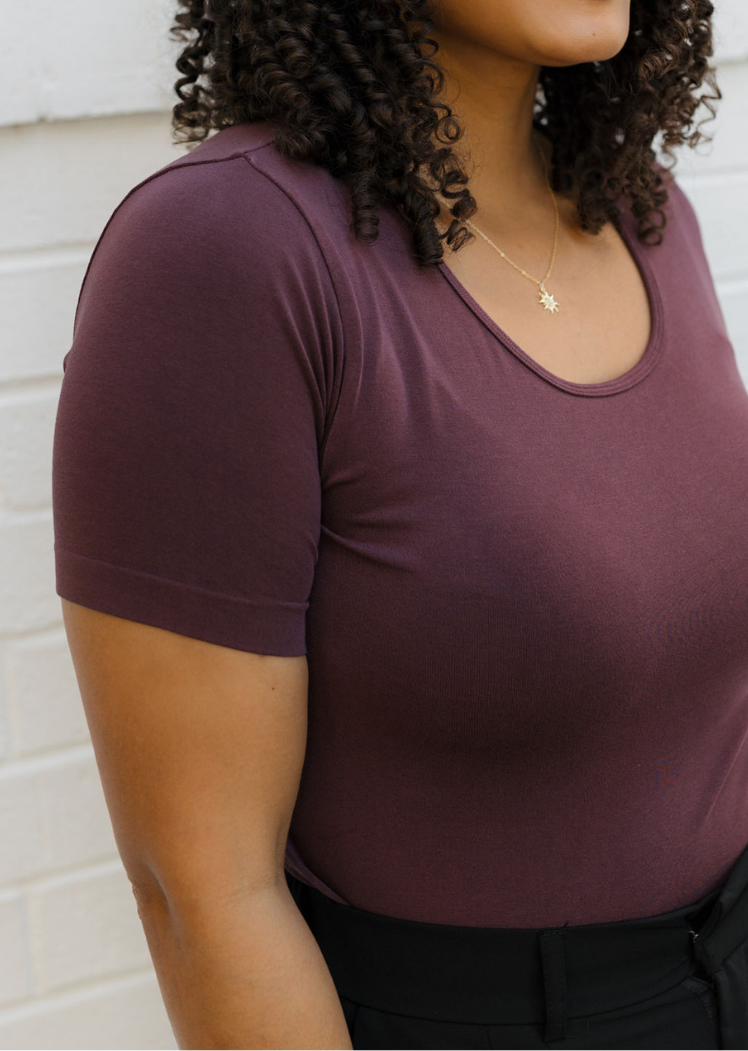 Short Sleeve Reversible Top — Wine / Regular 0-12