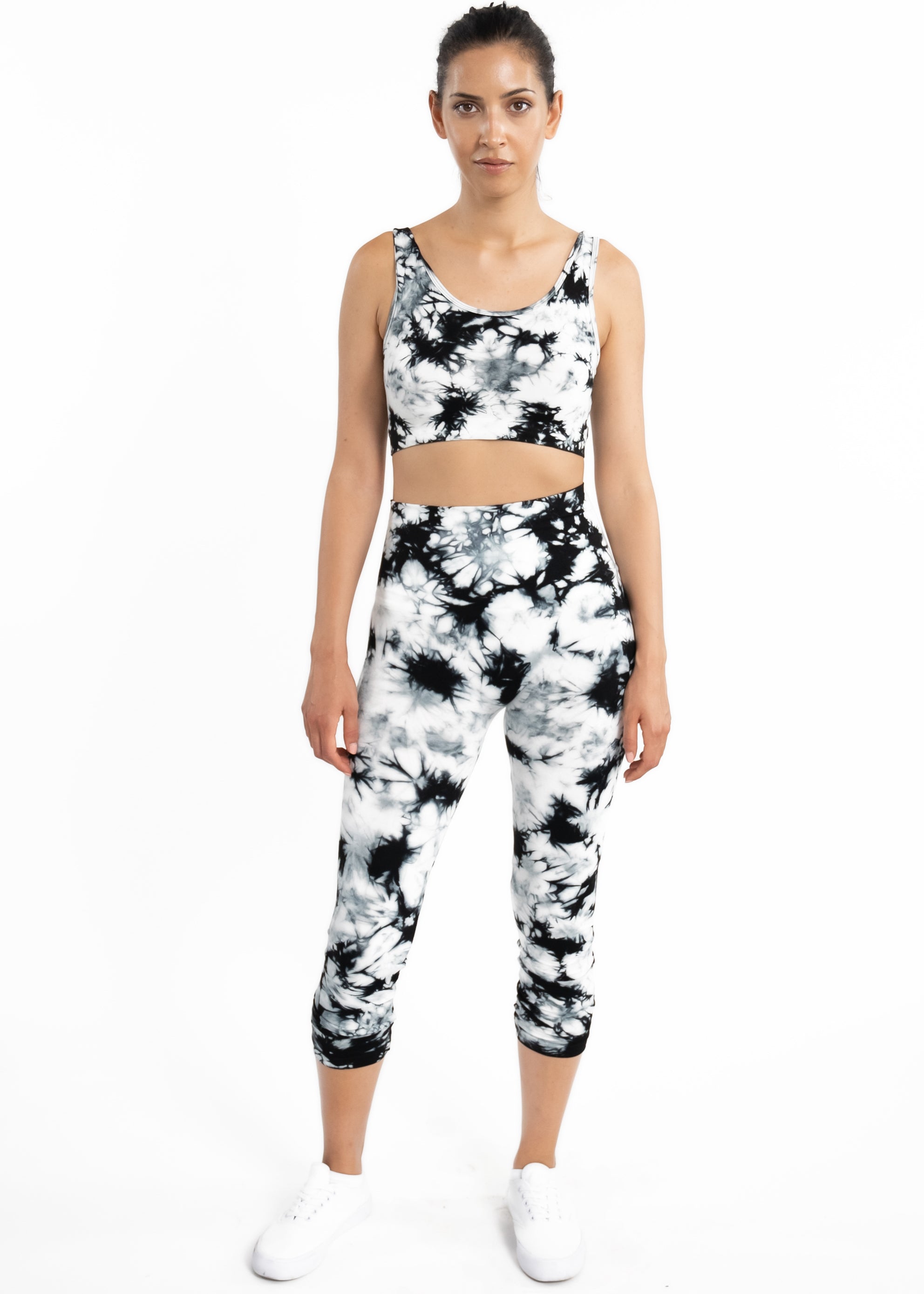 Tie Dye Crop Leggings — White Tie Dye Combo / One Size