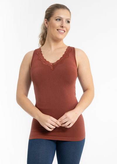 V-Neck Top with Lace Trim