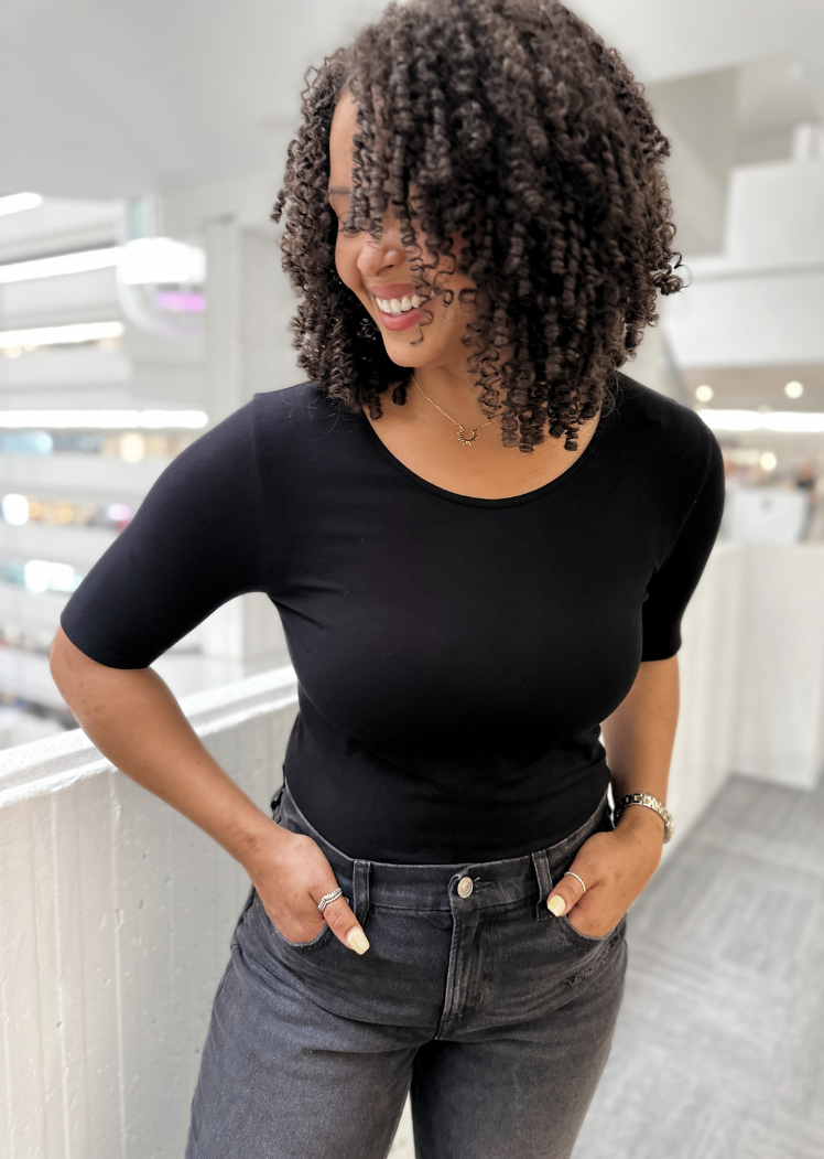 Elbow Sleeve Top — Black / Regular 0-12