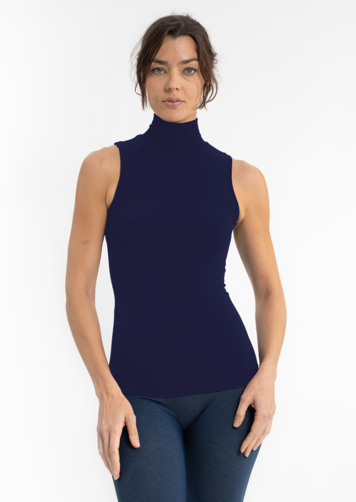 My Elietian Sleeveless Mock Neck Top Navy Curvy