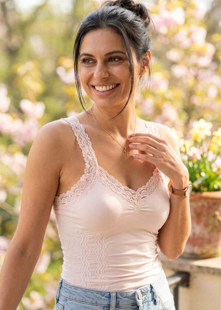 Lace Cami — Blush / Regular 0-12