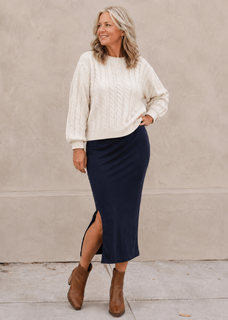 Midi Skirt — Navy