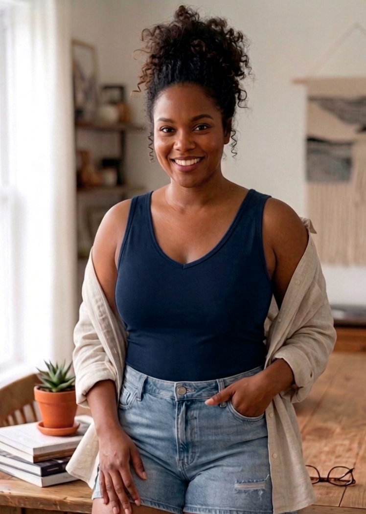 Reversible Tank - Curvy Fit — Navy