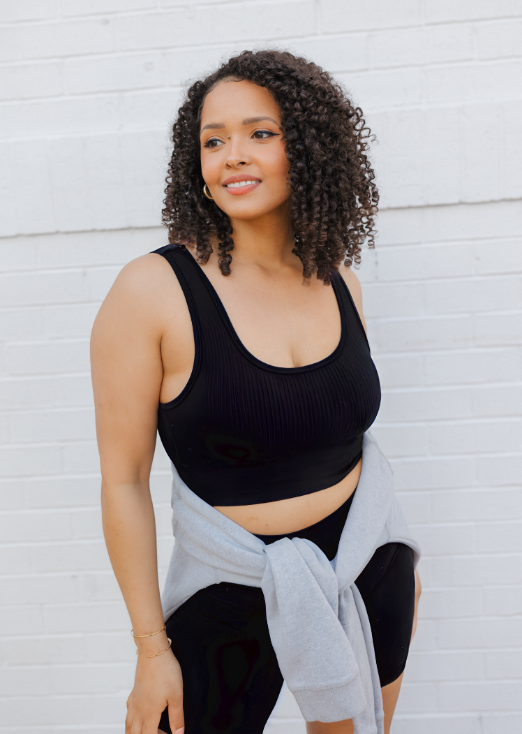 Ribbed Seamless Padded Bra — Black / One Size