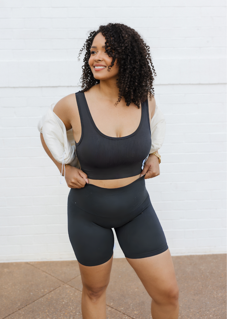 Ribbed Bike Shorts — Charcoal / One Size