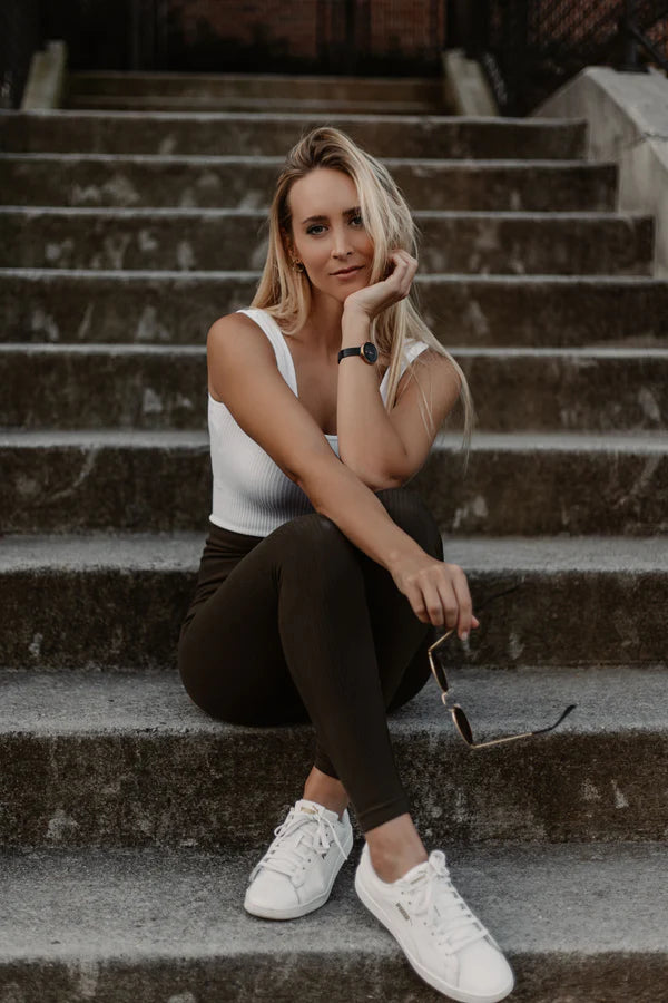 Ribbed High Waisted Leggings — Olive / Regular 0-10