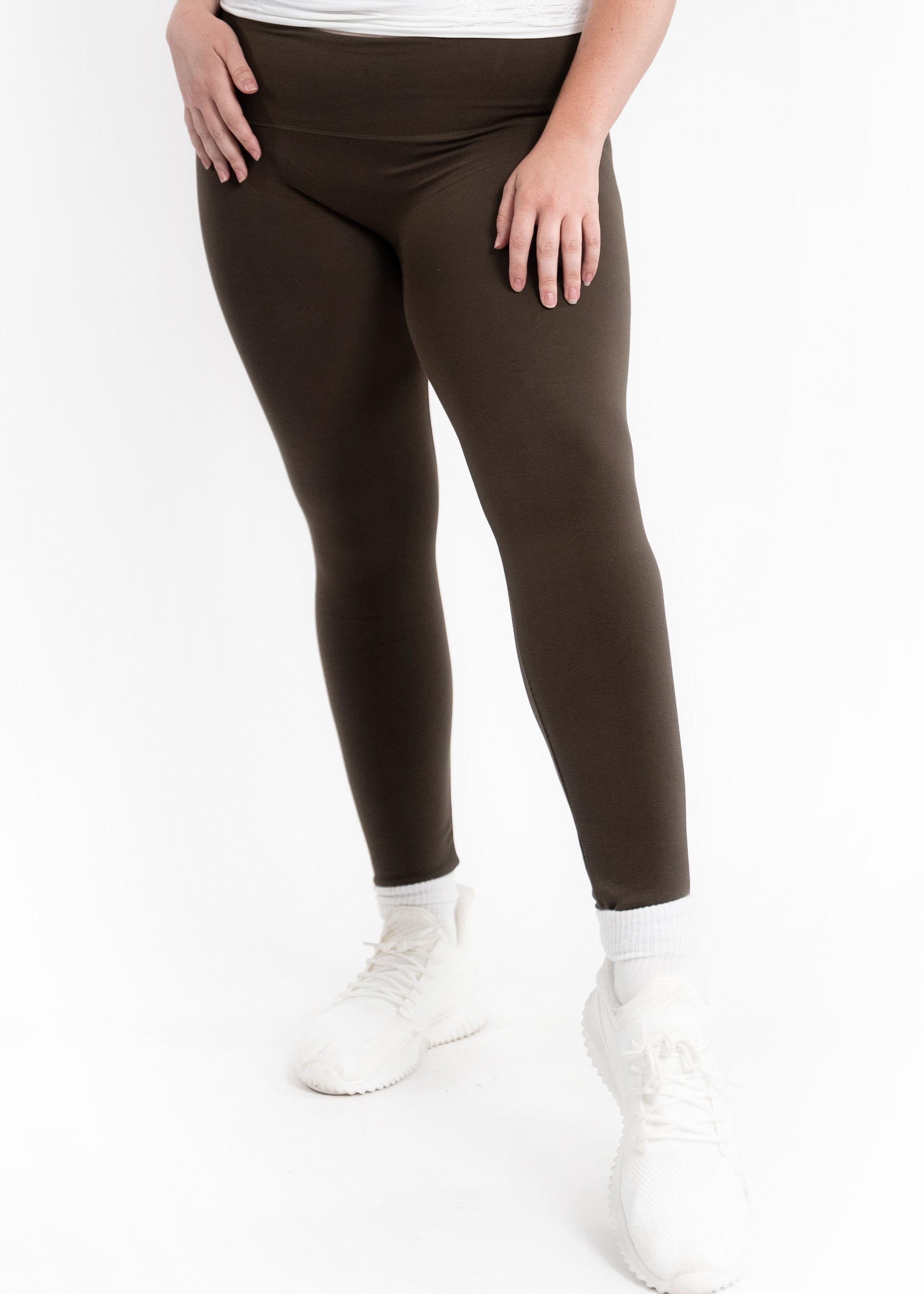 Plus Size Fleece Lined High Waist Leggings - Gold