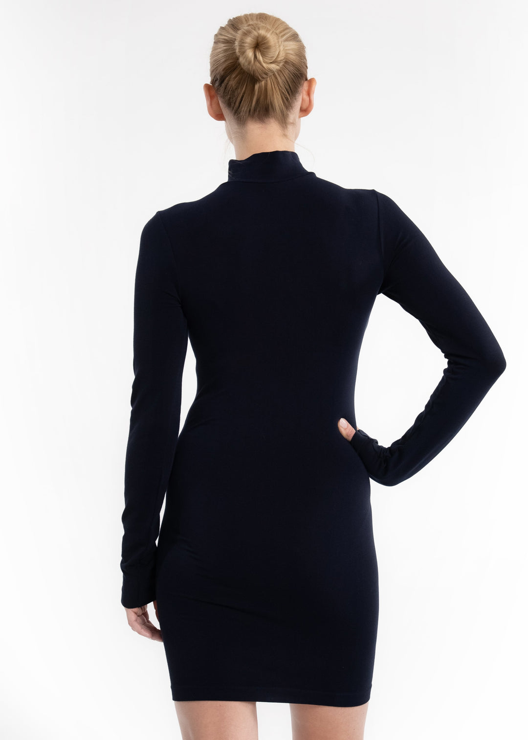 Turtleneck Solid Long Sleeve Dress Ivory / Regular
