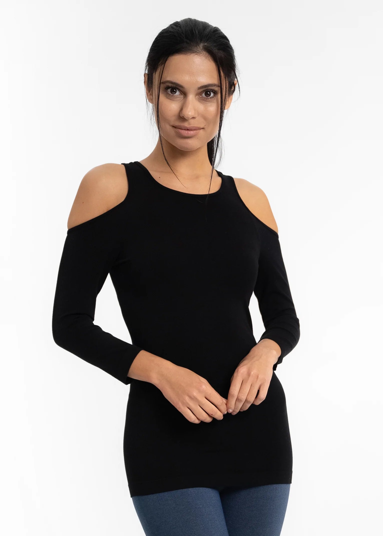 Cold Shoulder Top — Black
