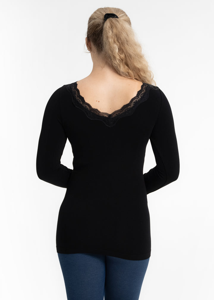 Tシャツ・カットソー ILLIGO Lace V-Neck Jersey T-Shirt 5BMR0213 LACE V-NECK JERSEY T-SHIRT BLACK - illigo | 60% - Asian