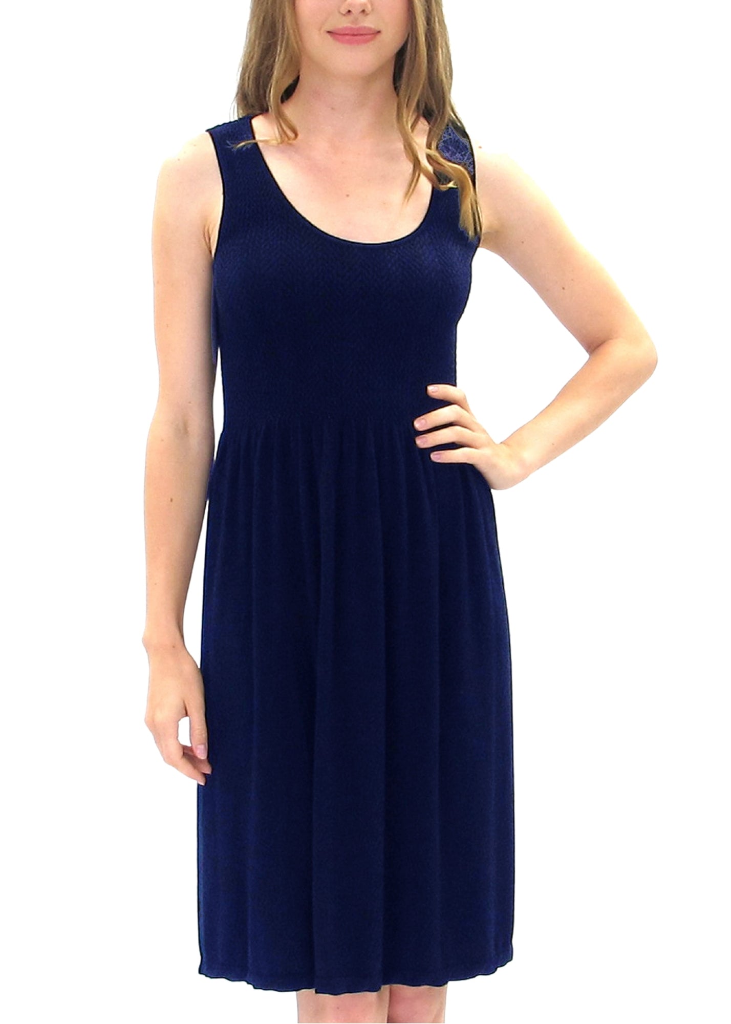 Sleeveless Knee Length Dress — Navy