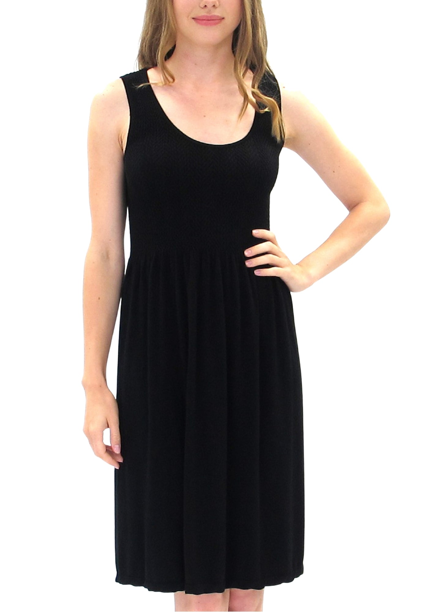 Sleeveless Knee Length Dress — Black