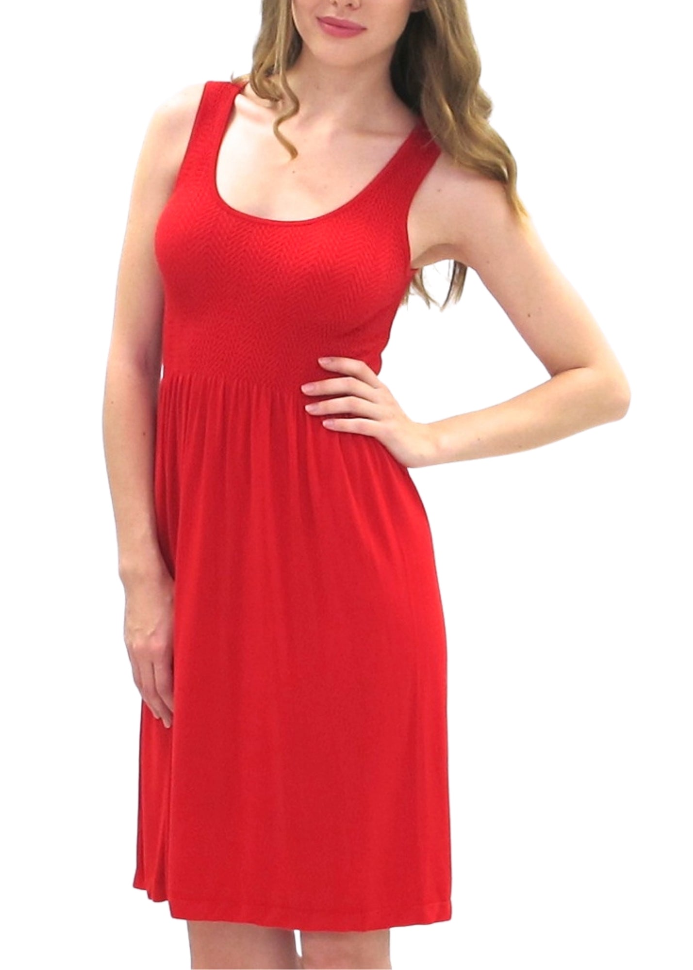 Sleeveless Knee Length Dress — Love Red